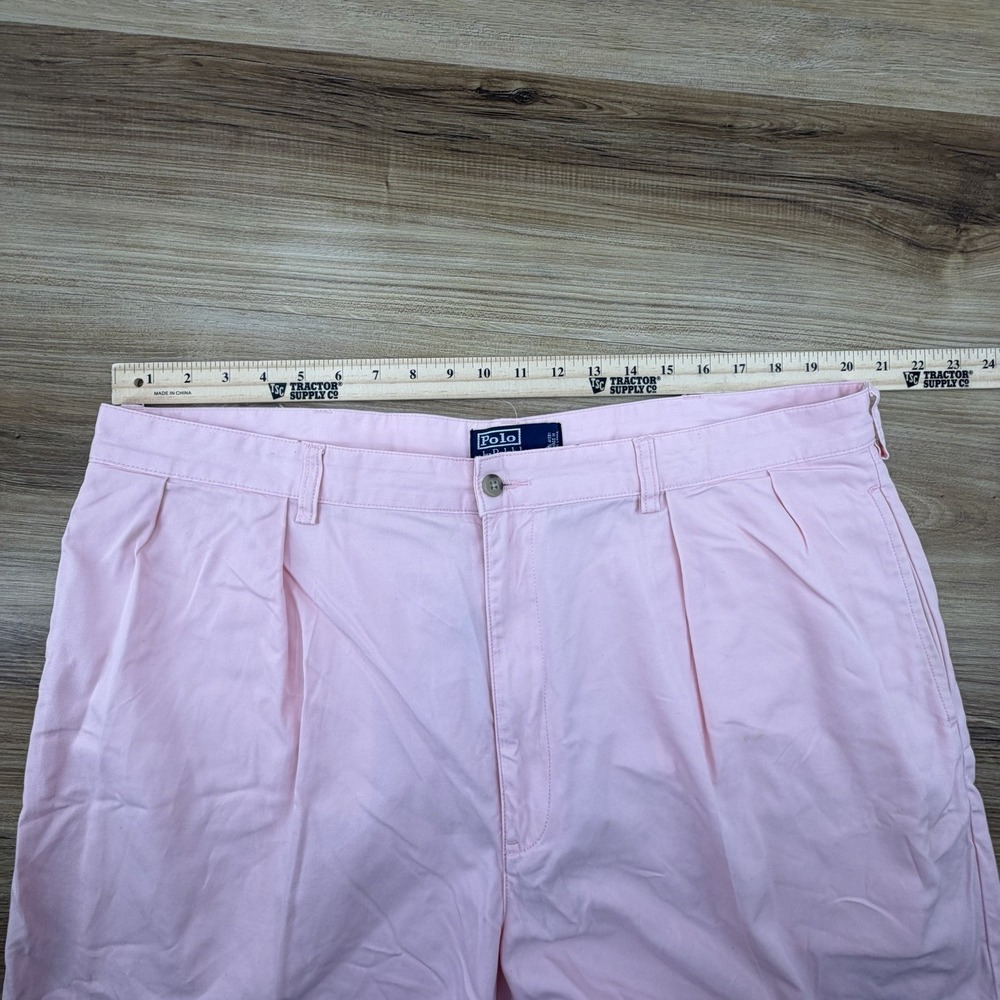 Polo Ralph Lauren Andrew Shorts Pleated Pink Chino Men's 42 Vintage Y2K 6" Ins - Picture 5 of 7